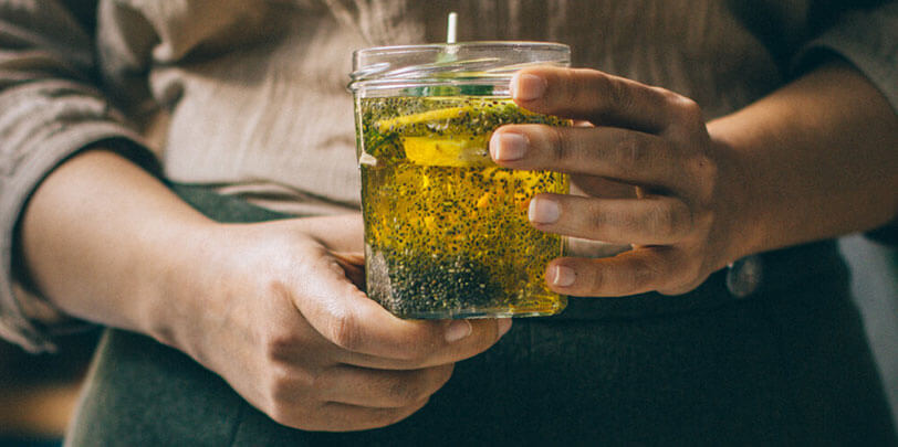 Chia Seed and Saffron Drink in a Glass