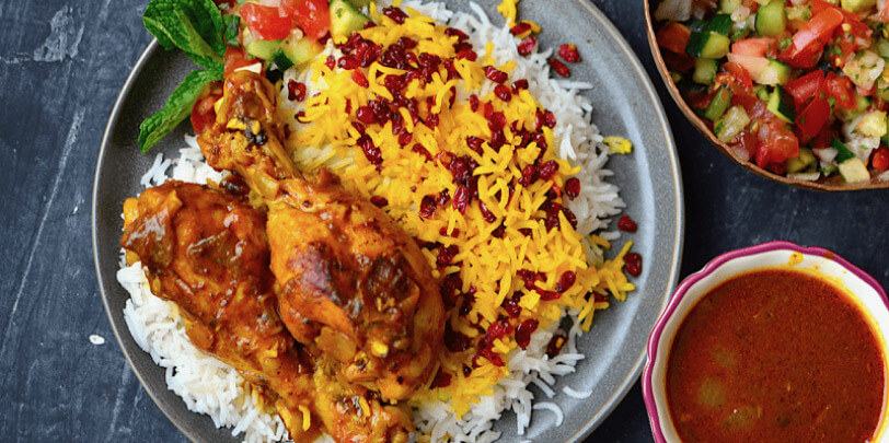 Saffron Barberry Rice and Saffron Chicken